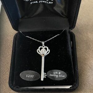 Elegant Sterling Silver and 10K Gold Key Necklace